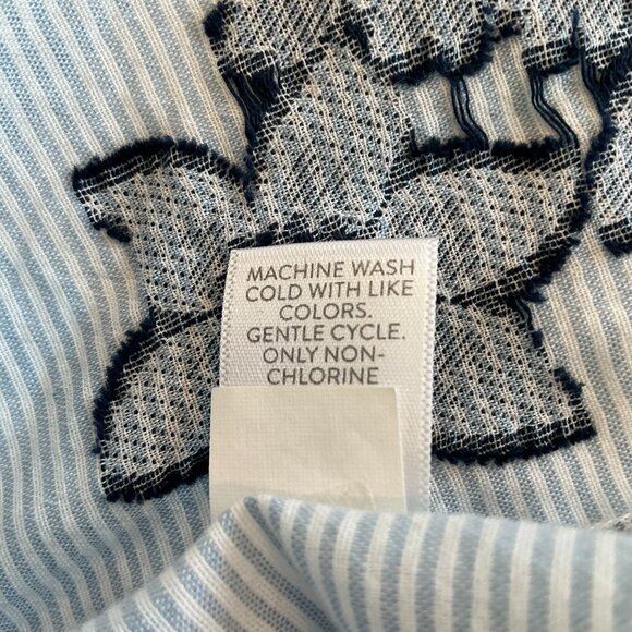 J. Jill, Ruffle Embroidered Scarf Searsucker Blouse, Size XL - Picture 5 of 5